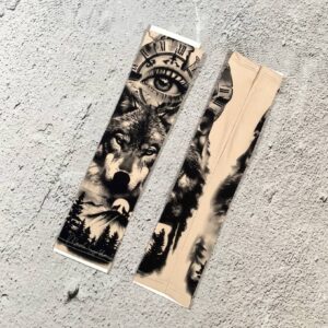 ساق دست مردانه طرح تتو طرح گرگ خاکستری